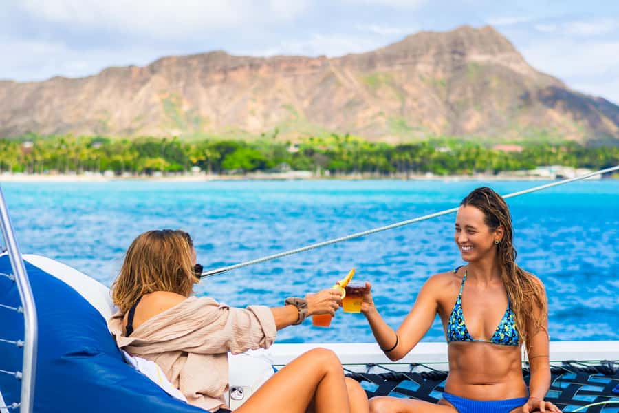 Board from Waikiki Beach for our Aloha Hour Sail - Hawea and the open-water vibe: what the boat feels like