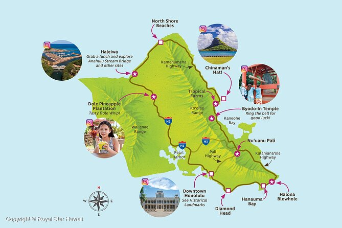 Oahu Grand Circle Island and Haleiwa Tour: 9-Hr Deluxe Experience - Hanauma Bay’s volcanic cone marine sanctuary: plan for the Tuesday closure